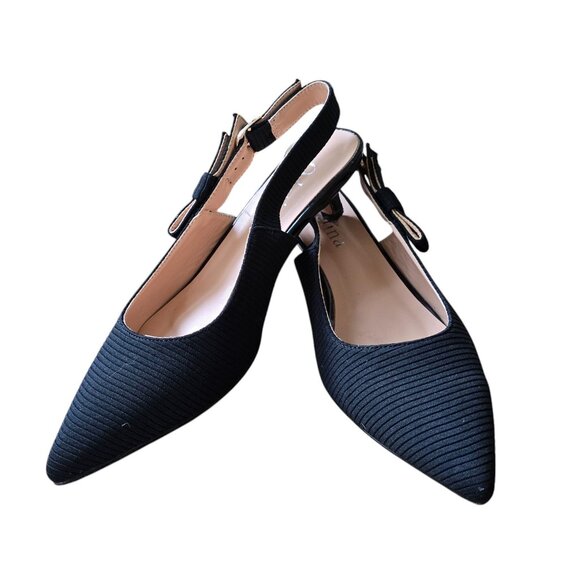 Women's Slingback Kitten Heel Closed Pointed Toe Bowknot Pumps - Worn once!!! - Picture 1 of 8